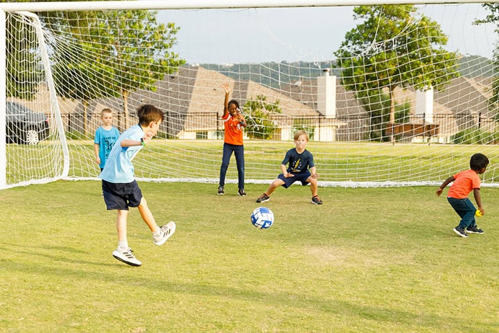 Playing soccer at the Palazzo Clubhouse at Travisso